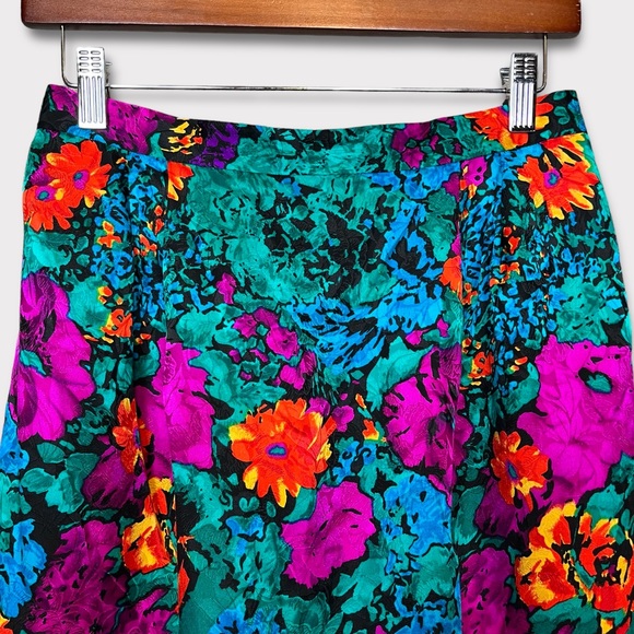 Adrianna Papell Skirt Set Size 12 Silk Floral Business Suit Vintage 80s 90s - Picture 9 of 13